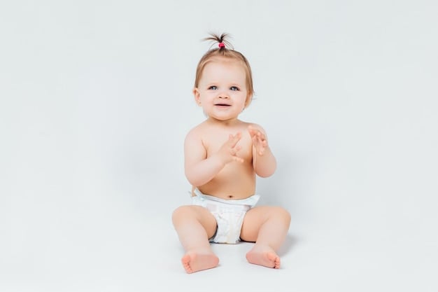 Joyful Baby Sitting on White Background
